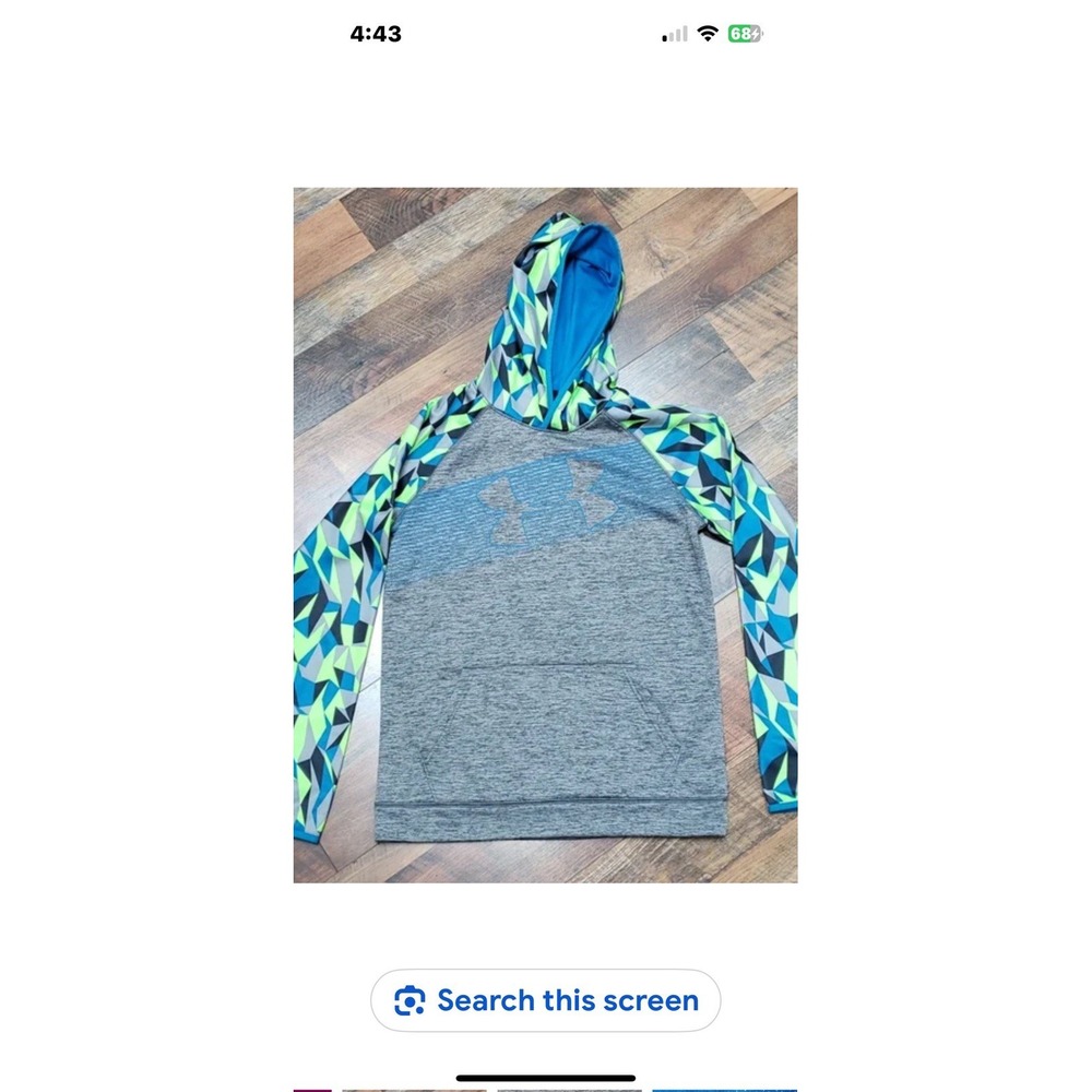 under armour hoodie Gray And Abstract Art On Sleeves Size Youth Large Lined